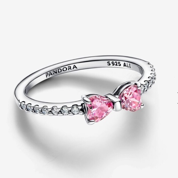 Pandora Pink Bow Ring sz 8 - Picture 1 of 3